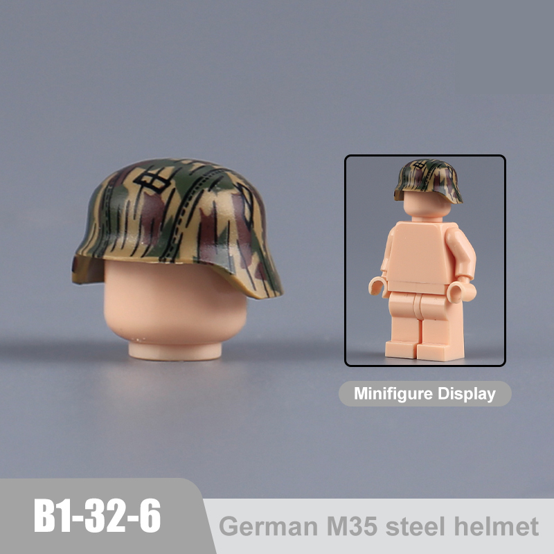 Military WWII MOC Hat Helmet Building Block German M35 steel helmet Soldier Figure Camouflage Accessories Brick Toy Gift WW2