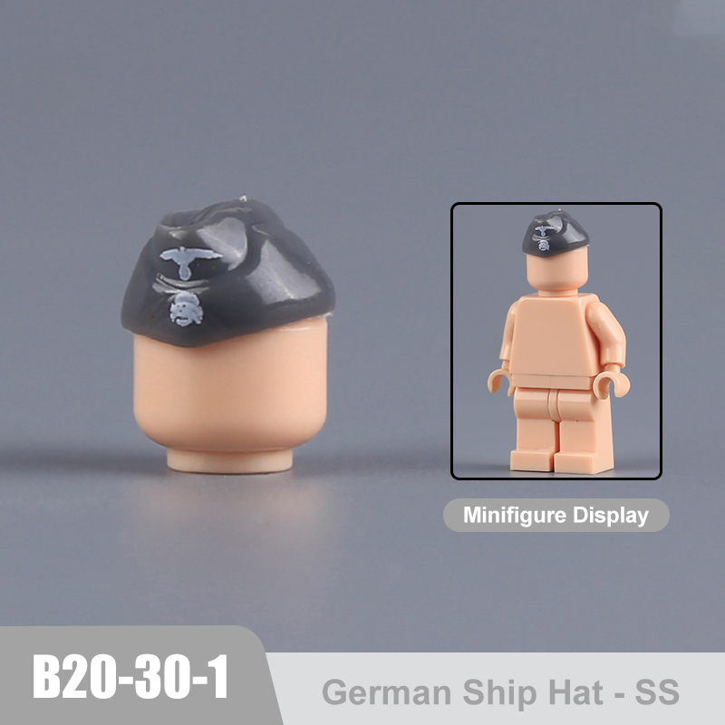 WW2 Military German Helmet Building Blocks Army Officer Soldier Figures Hat Head Coat War Accessories Weapon Gun Bricks Gift Boy