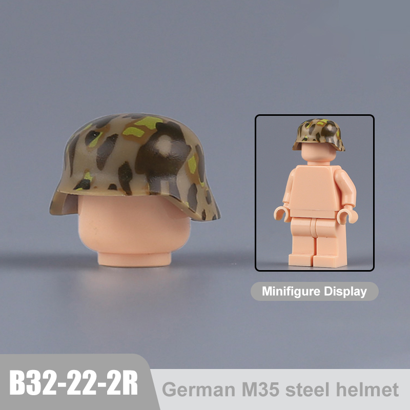 Military WWII MOC Hat Helmet Building Block German M35 steel helmet Soldier Figure Camouflage Accessories Brick Toy Gift WW2