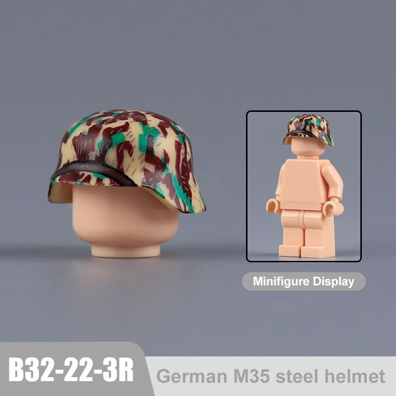 Military WWII MOC Hat Helmet Building Block German M35 steel helmet Soldier Figure Camouflage Accessories Brick Toy Gift WW2