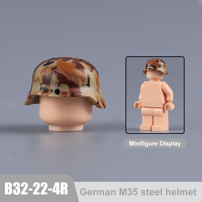 Military WWII MOC Hat Helmet Building Block German M35 steel helmet Soldier Figure Camouflage Accessories Brick Toy Gift WW2