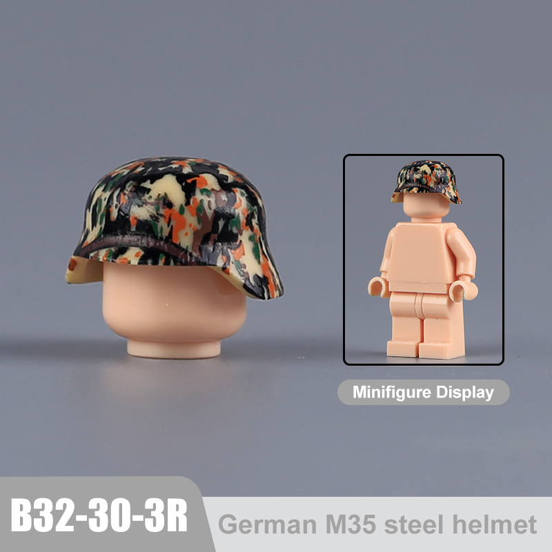 Military WWII MOC Hat Helmet Building Block German M35 steel helmet Soldier Figure Camouflage Accessories Brick Toy Gift WW2