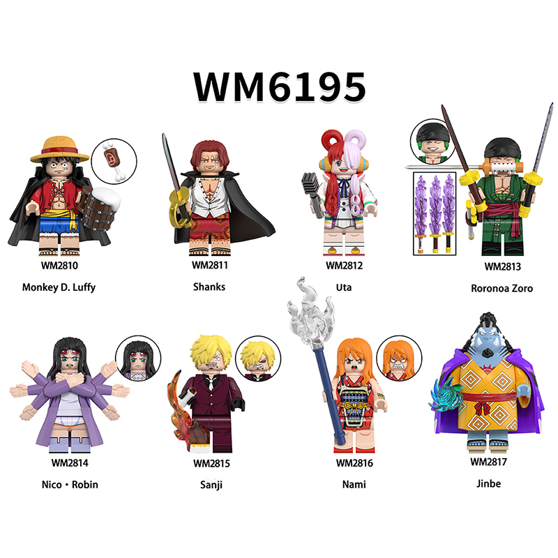 WM6193 One Piece Japanese Anime Roronoa Zoro Action Figures Monkey D.Luffy Building Blocks Nami Minifigs Cartoon Children Gift