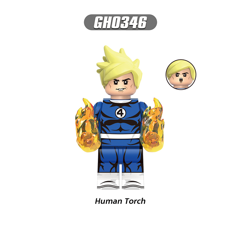 MB0001-0005 Marvel DC Fantastic Four Mister Fantastic Minifigs Action Figure Human Torch Building Blocks Annihilus Children Gifts Toys