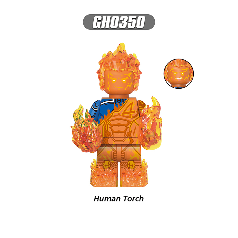 MB0001-0005 Marvel DC Fantastic Four Mister Fantastic Minifigs Action Figure Human Torch Building Blocks Annihilus Children Gifts Toys