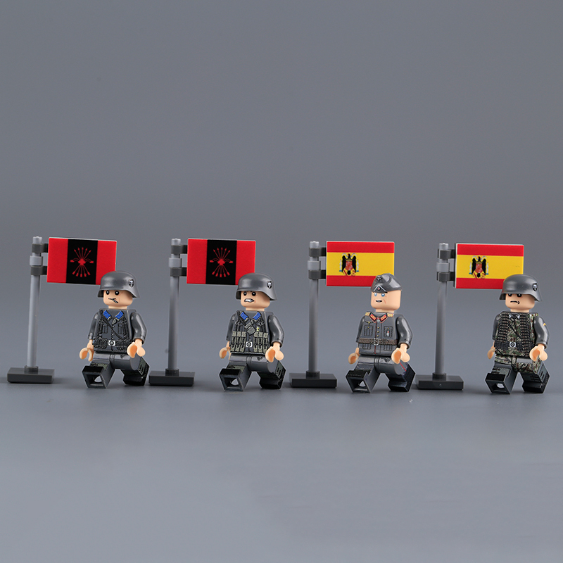 WW2 German Office Minifigs Building Blocks UV Printing SS-Obersturmbannführer Army Weapon Soldier Figures Parts Bricks Toys