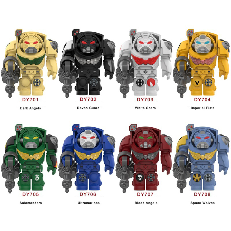 MY601-605 British Game Warhammer Blood Angels Minifigs Building Blocks Warrior Ultramarines Imperial Armour Helmet Toys Gift Boy