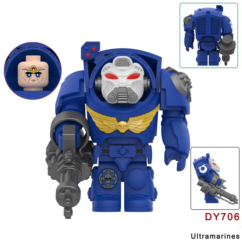 MY601-605 British Game Warhammer Blood Angels Minifigs Building Blocks Warrior Ultramarines Imperial Armour Helmet Toys Gift Boy