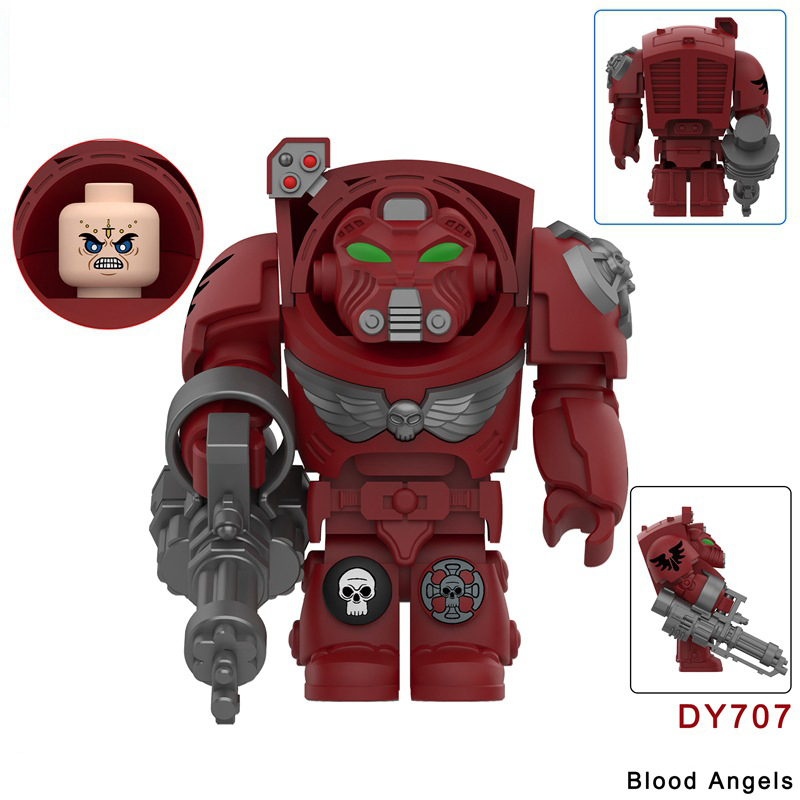MY601-605 British Game Warhammer Blood Angels Minifigs Building Blocks Warrior Ultramarines Imperial Armour Helmet Toys Gift Boy