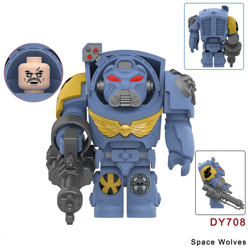 MY601-605 British Game Warhammer Blood Angels Minifigs Building Blocks Warrior Ultramarines Imperial Armour Helmet Toys Gift Boy