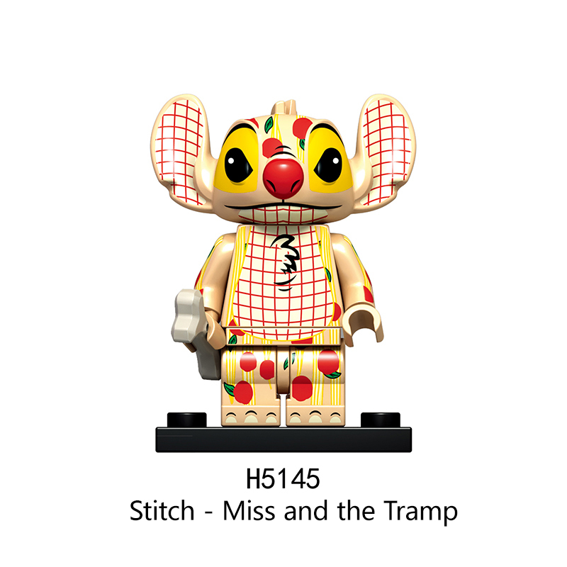 H5142-5155 Blue Stitch Pink Angie Cartoon Movie Series Anime Action Figure Building Blocks Toys Model Children Birthday Gifts TP165 TP166