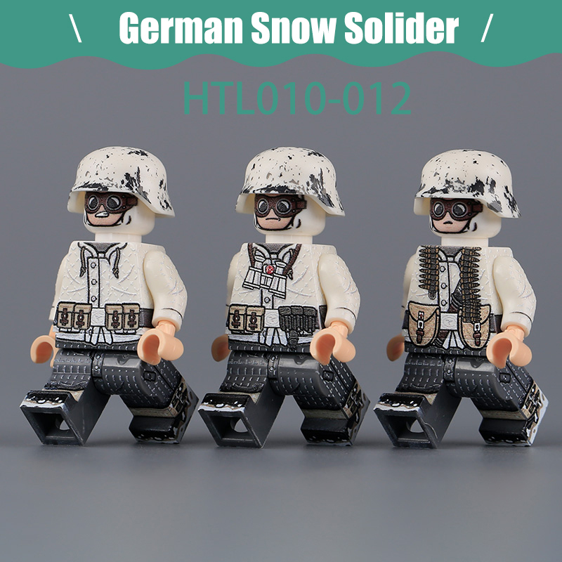 WW2 Military WW2 American soldiers Winter snow camouflage German army  Action Figures Infantry Artillery Sniper Building Blocks Weapons Gun Toys Boys