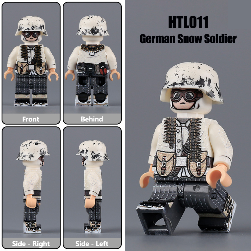 WW2 Military WW2 American soldiers Winter snow camouflage German army  Action Figures Infantry Artillery Sniper Building Blocks Weapons Gun Toys Boys
