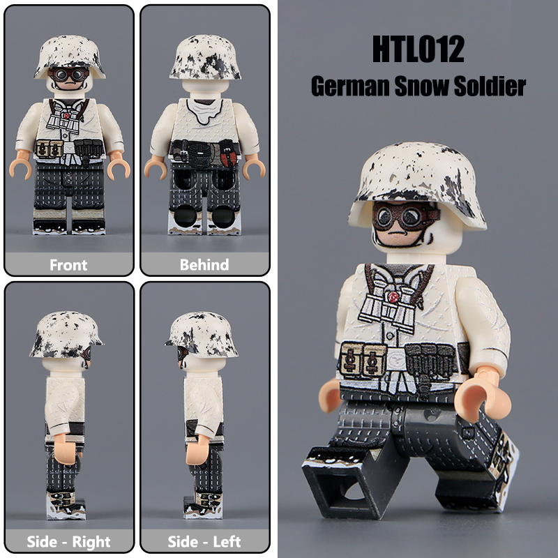 WW2 Military WW2 American soldiers Winter snow camouflage German army  Action Figures Infantry Artillery Sniper Building Blocks Weapons Gun Toys Boys