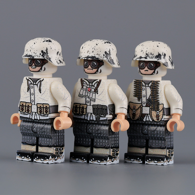 WW2 Military WW2 American soldiers Winter snow camouflage German army  Action Figures Infantry Artillery Sniper Building Blocks Weapons Gun Toys Boys