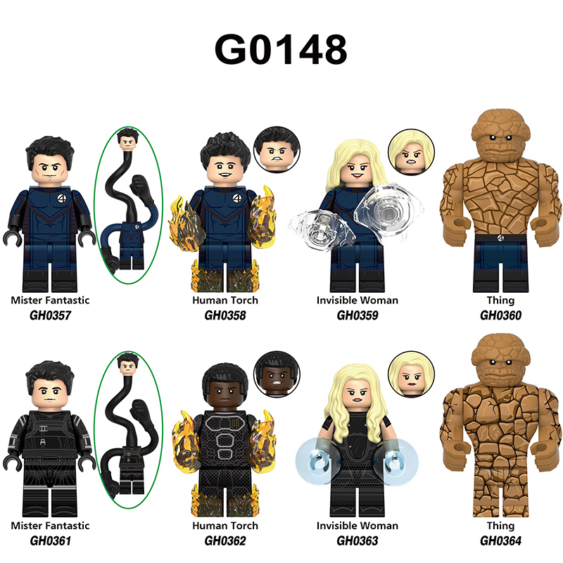 G0146 Marvel DC Fantastic Four Mister Fantastic Minifigs Action Figure Human Torch Building Blocks Annihilus Children Gifts Toys