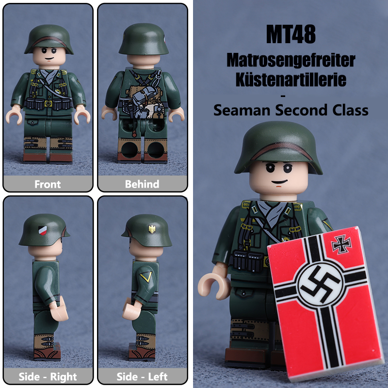 MT48-51 WW2 Military Soliders Action Figures German Offical Bootsmann Küstenartillerie Building Blocks Boatswain Coastal Artillery Gifts WW1