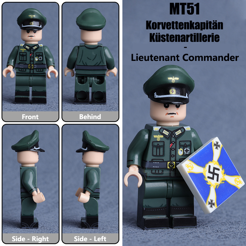 MT48-51 WW2 Military Soliders Action Figures German Offical Bootsmann Küstenartillerie Building Blocks Boatswain Coastal Artillery Gifts WW1