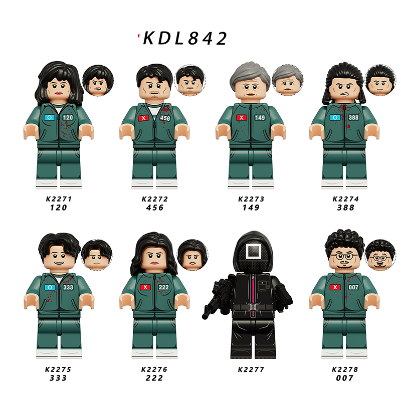 KDL808 Squid Game Action Figures Block Manager Minifigs Movies Action Figures Building Blocks Triangle Punisher KidsGifts Boys