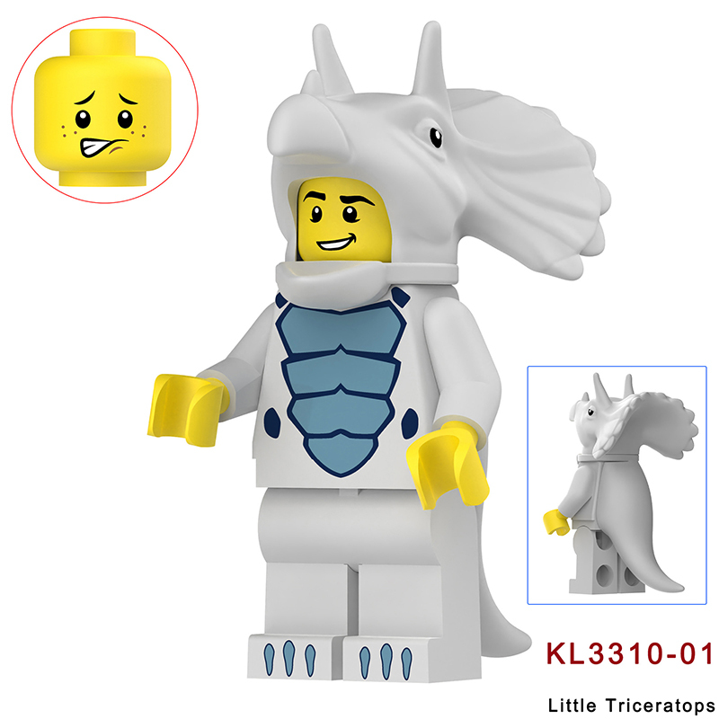 KL3310 KL3311 Cartoon Dinosaur Stegosaurus Action Figures White Little Triceratops Minifigs Building Blocks Toys Children Gifts KL3314KL3315