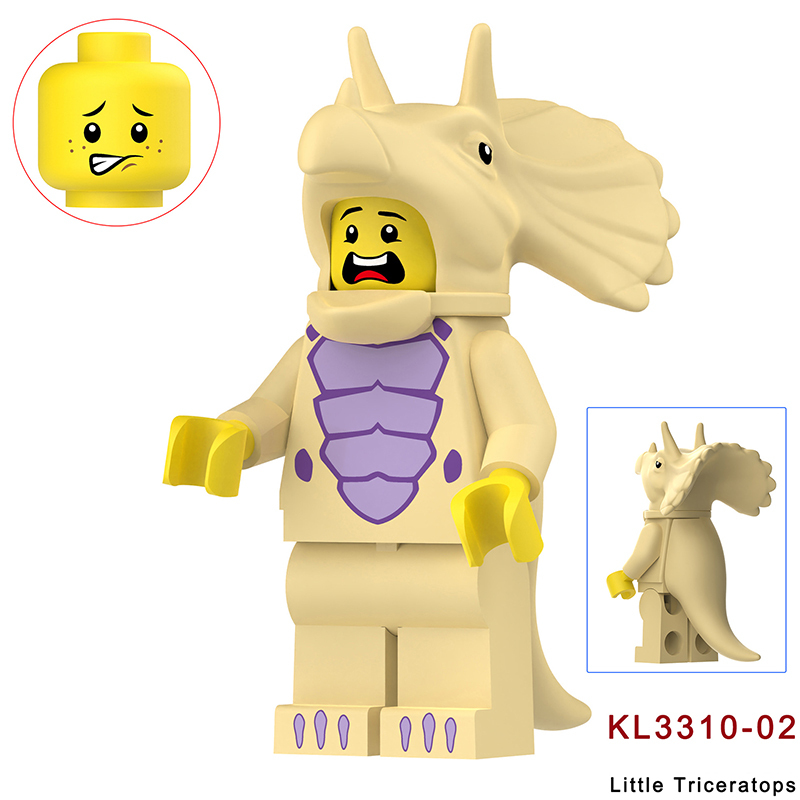 KL3310 KL3311 Cartoon Dinosaur Stegosaurus Action Figures White Little Triceratops Minifigs Building Blocks Toys Children Gifts KL3314KL3315