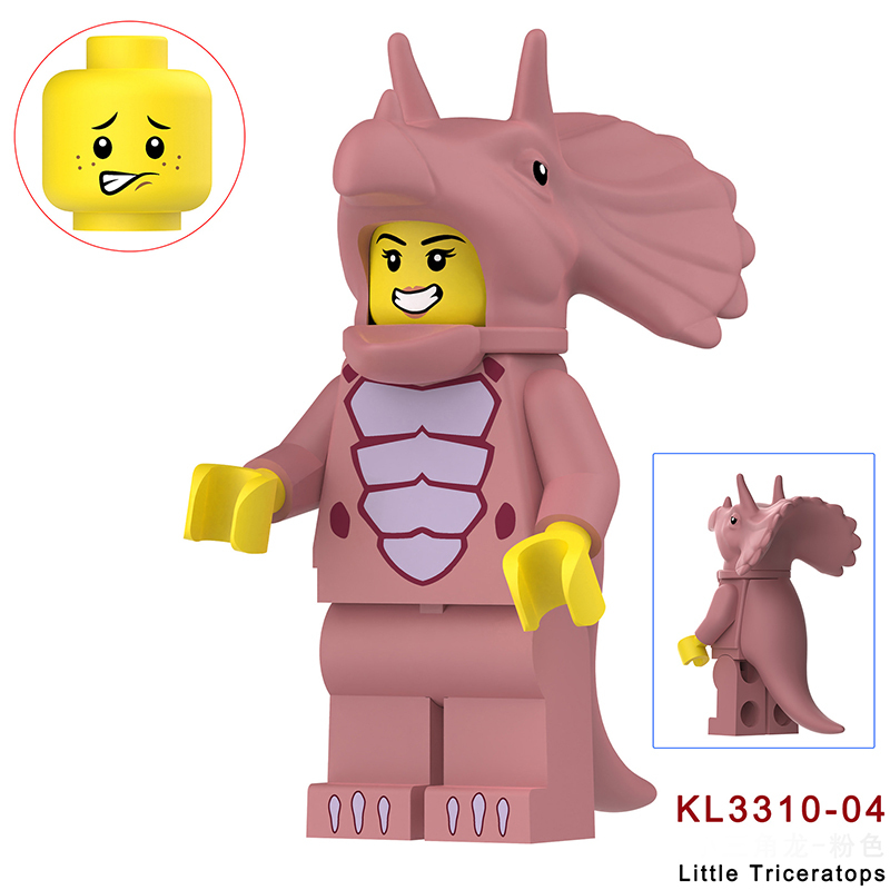 KL3310 KL3311 Cartoon Dinosaur Stegosaurus Action Figures White Little Triceratops Minifigs Building Blocks Toys Children Gifts KL3314KL3315