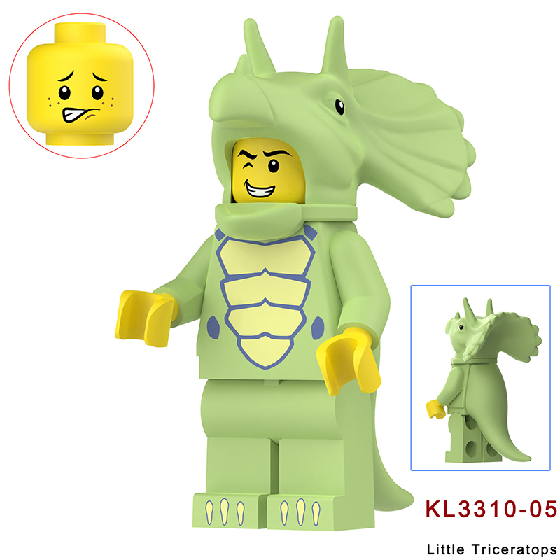 KL3310 KL3311 Cartoon Dinosaur Stegosaurus Action Figures White Little Triceratops Minifigs Building Blocks Toys Children Gifts KL3314KL3315