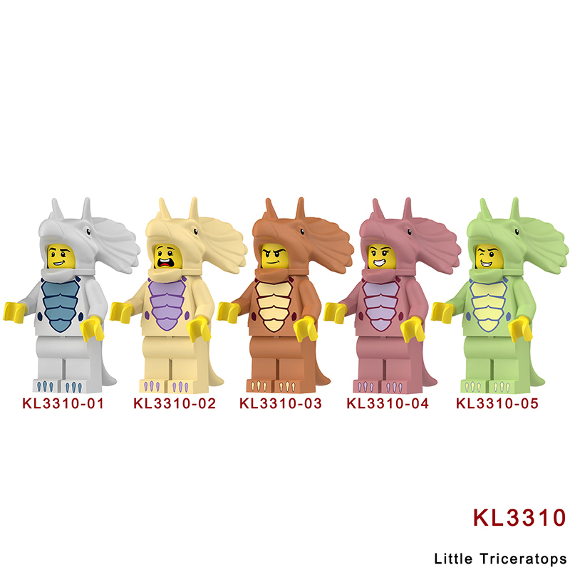 KL3310 KL3311 Cartoon Dinosaur Stegosaurus Action Figures White Little Triceratops Minifigs Building Blocks Toys Children Gifts KL3314KL3315