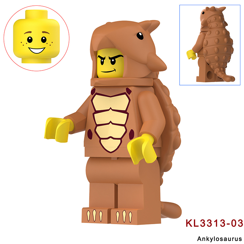 KL3310 KL3311 Cartoon Dinosaur Stegosaurus Action Figures White Little Triceratops Minifigs Building Blocks Toys Children Gifts KL3314KL3315