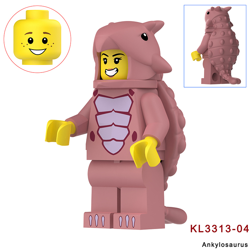KL3310 KL3311 Cartoon Dinosaur Stegosaurus Action Figures White Little Triceratops Minifigs Building Blocks Toys Children Gifts KL3314KL3315