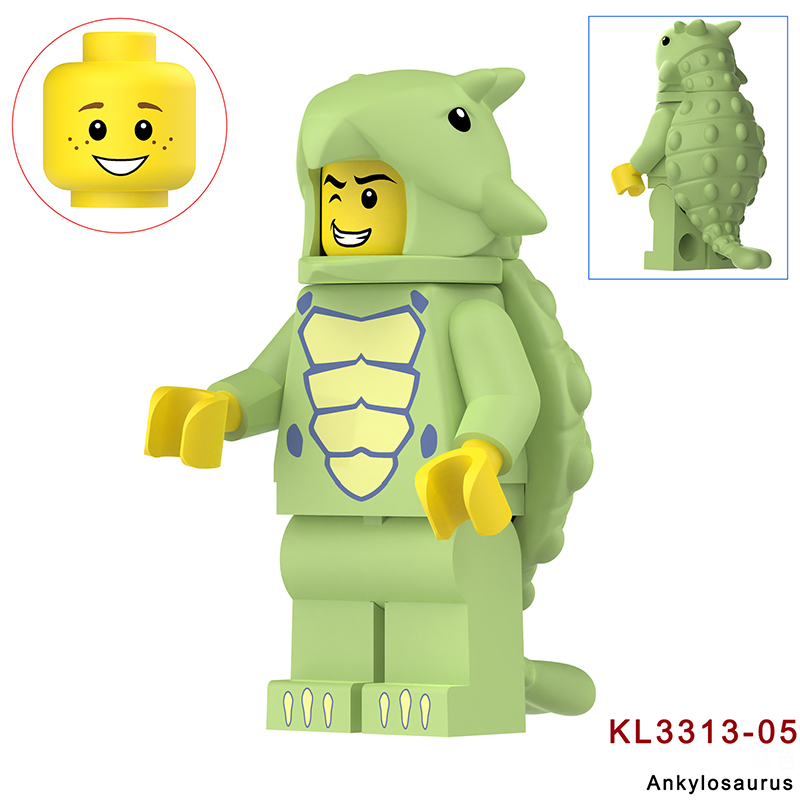 KL3310 KL3311 Cartoon Dinosaur Stegosaurus Action Figures White Little Triceratops Minifigs Building Blocks Toys Children Gifts KL3314KL3315
