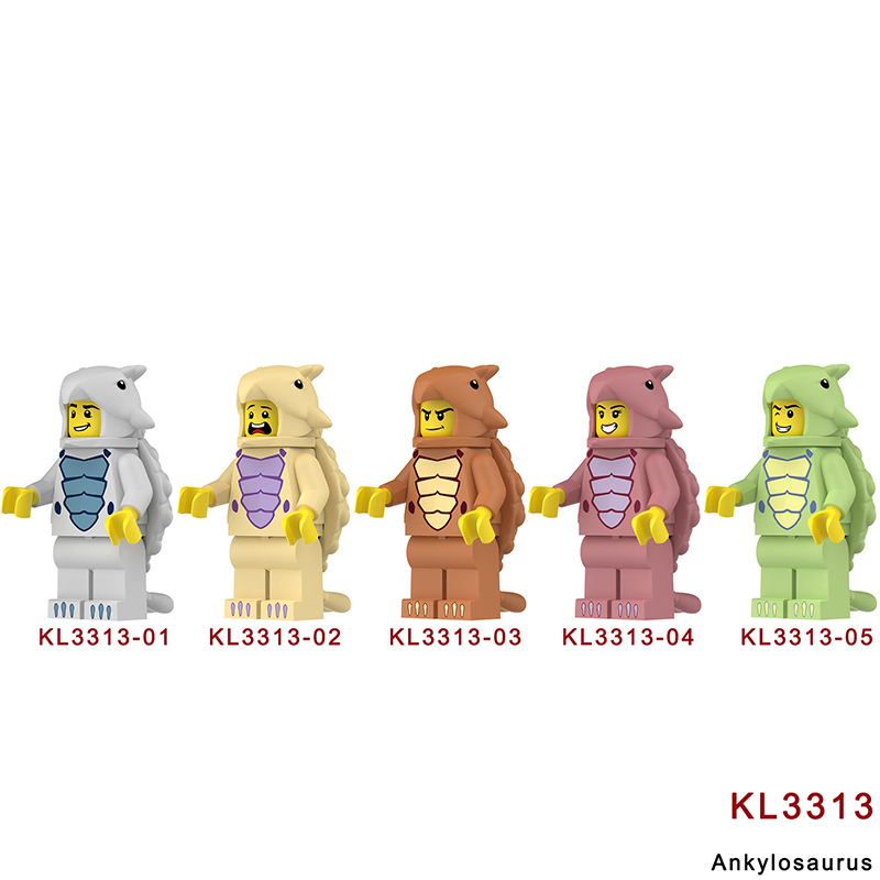 KL3310 KL3311 Cartoon Dinosaur Stegosaurus Action Figures White Little Triceratops Minifigs Building Blocks Toys Children Gifts KL3314KL3315