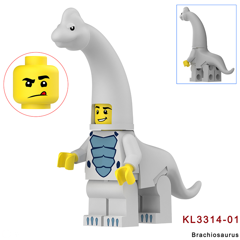 KL3310 KL3311 Cartoon Dinosaur Stegosaurus Action Figures White Little Triceratops Minifigs Building Blocks Toys Children Gifts KL3314KL3315
