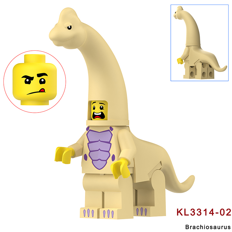 KL3310 KL3311 Cartoon Dinosaur Stegosaurus Action Figures White Little Triceratops Minifigs Building Blocks Toys Children Gifts KL3314KL3315