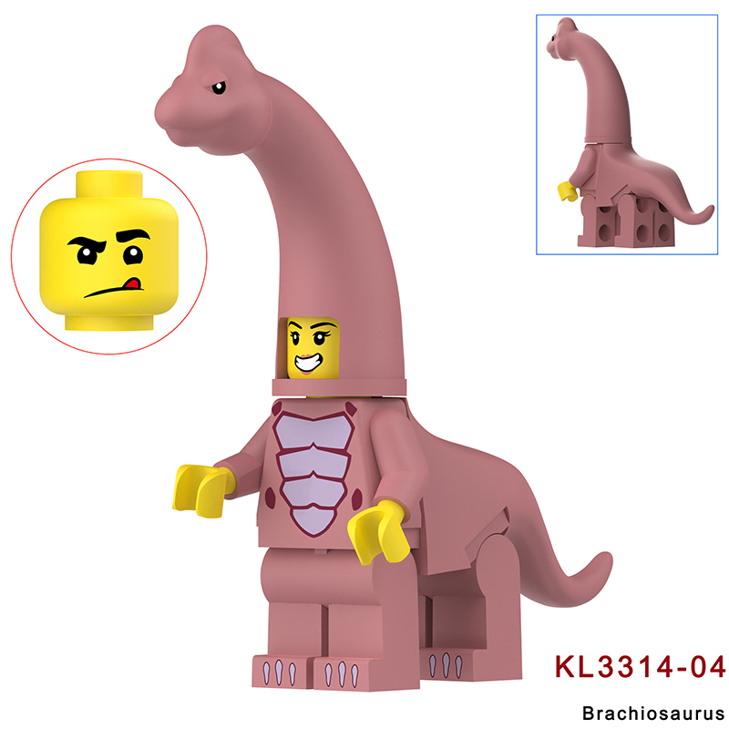 KL3310 KL3311 Cartoon Dinosaur Stegosaurus Action Figures White Little Triceratops Minifigs Building Blocks Toys Children Gifts KL3314KL3315