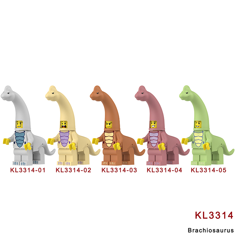 KL3310 KL3311 Cartoon Dinosaur Stegosaurus Action Figures White Little Triceratops Minifigs Building Blocks Toys Children Gifts