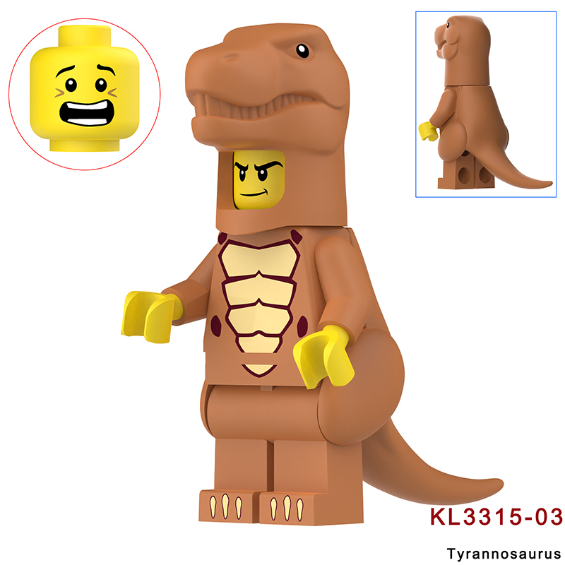 KL3310 KL3311 Cartoon Dinosaur Stegosaurus Action Figures White Little Triceratops Minifigs Building Blocks Toys Children Gifts KL3314KL3315