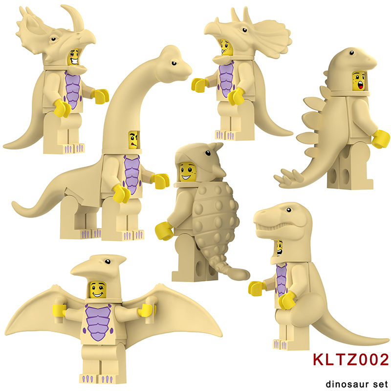 KL3317 Cartoon Dinosaur Series Pterosaur Action Figures White Little Triceratops Minifigs Building Blocks Toys Children Gifts