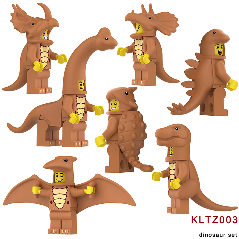 KL3317 Cartoon Dinosaur Series Pterosaur Action Figures White Little Triceratops Minifigs Building Blocks Toys Children Gifts
