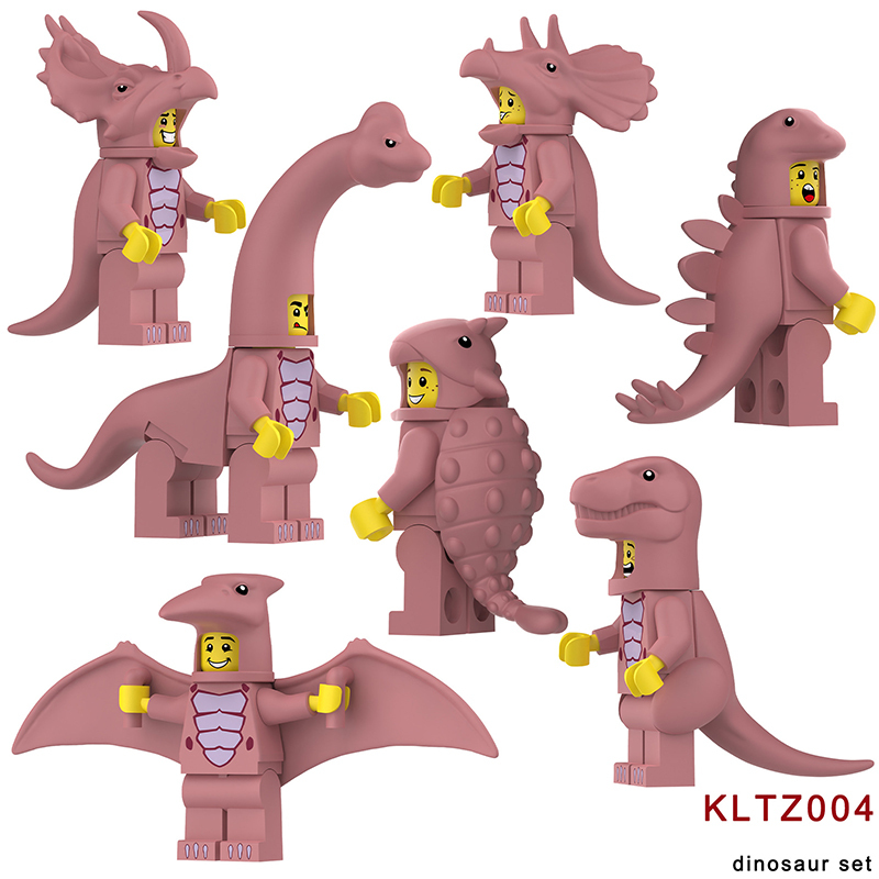 KL3317 Cartoon Dinosaur Series Pterosaur Action Figures White Little Triceratops Minifigs Building Blocks Toys Children Gifts