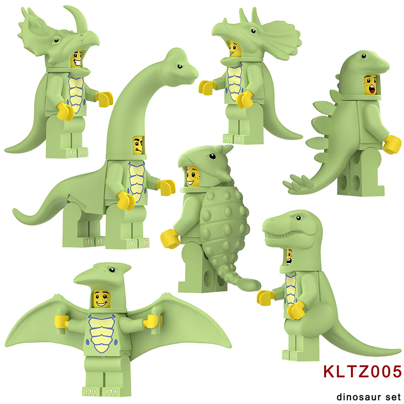 KL3317 Cartoon Dinosaur Series Pterosaur Action Figures White Little Triceratops Minifigs Building Blocks Toys Children Gifts