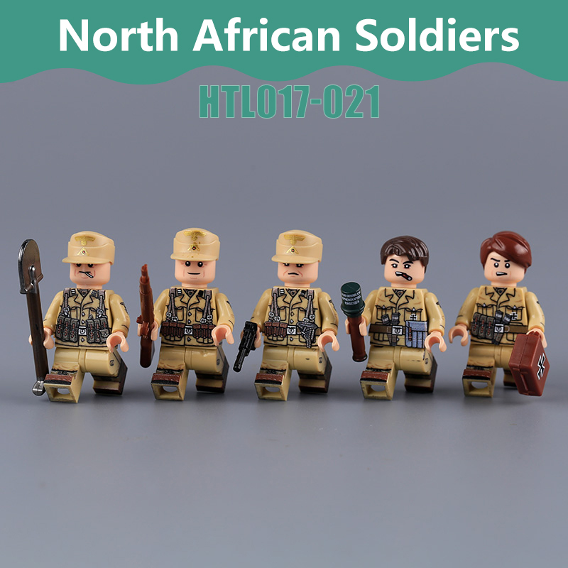 N605-608 North African Afrika Korps Mp40 Minifigs Building Blocks Military Army Soldiers Series War Weapon Accessories Models Toys