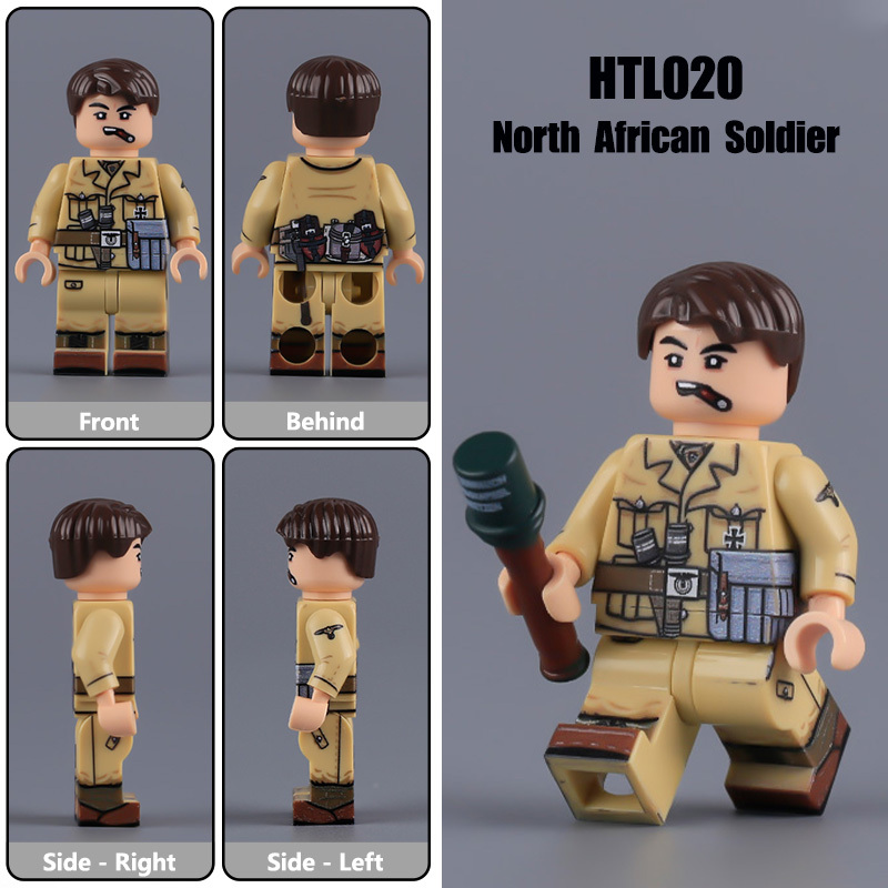 N605-608 North African Afrika Korps Mp40 Minifigs Building Blocks Military Army Soldiers Series War Weapon Accessories Models Toys