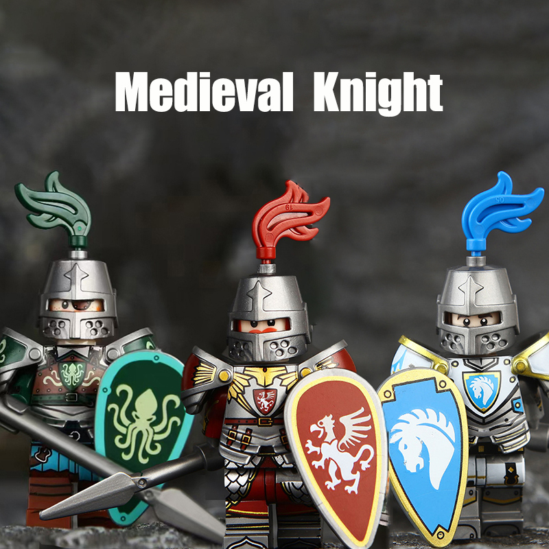 VP112 VP123 Medieval Green Gryphon Knight Army Minifigs Building Blocks Weapon SoldiersOctopus Warrier Shield Horse Children Toys Gifts