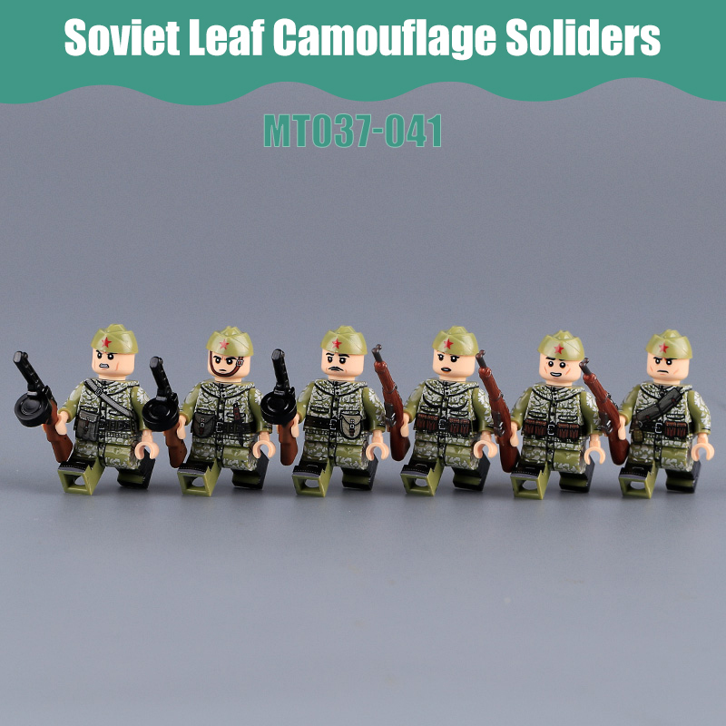 WW1 Military Amoeba Pattern Red Army Minifigs Building Blocks War Army Soviet Union Soldiers Weapon Gun Toys Boys Gifts