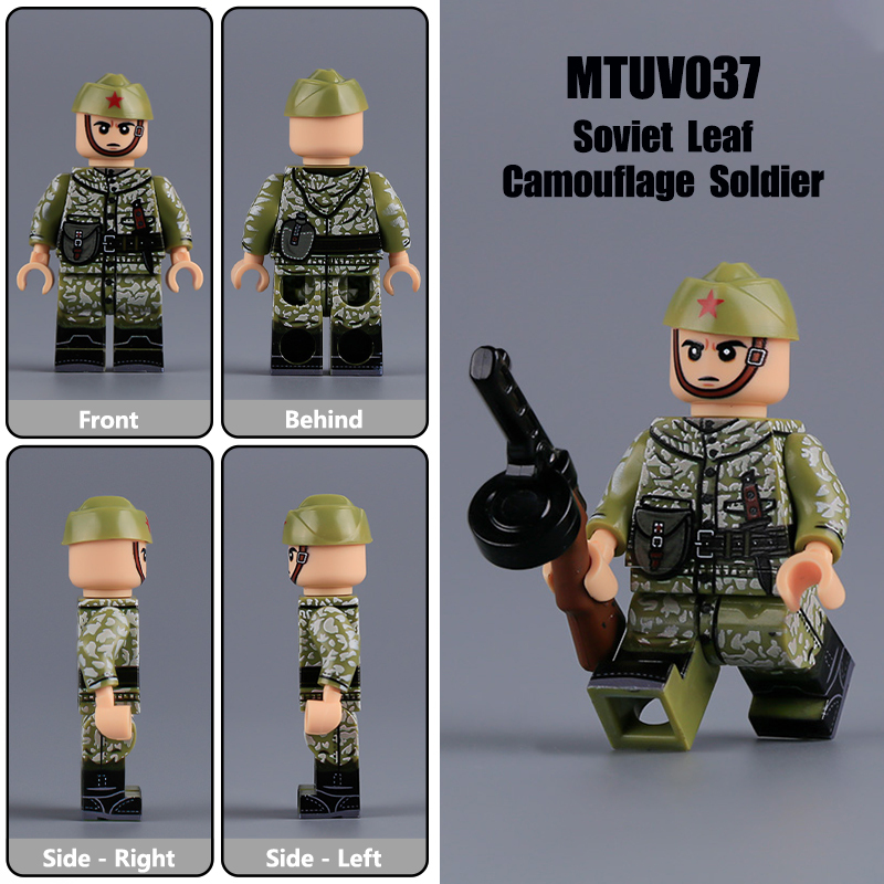 WW1 Military Amoeba Pattern Red Army Minifigs Building Blocks War Army Soviet Union Soldiers Weapon Gun Toys Boys Gifts