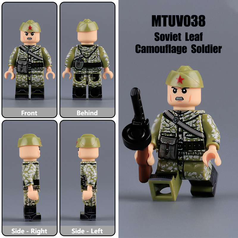 WW1 Military Amoeba Pattern Red Army Minifigs Building Blocks War Army Soviet Union Soldiers Weapon Gun Toys Boys Gifts