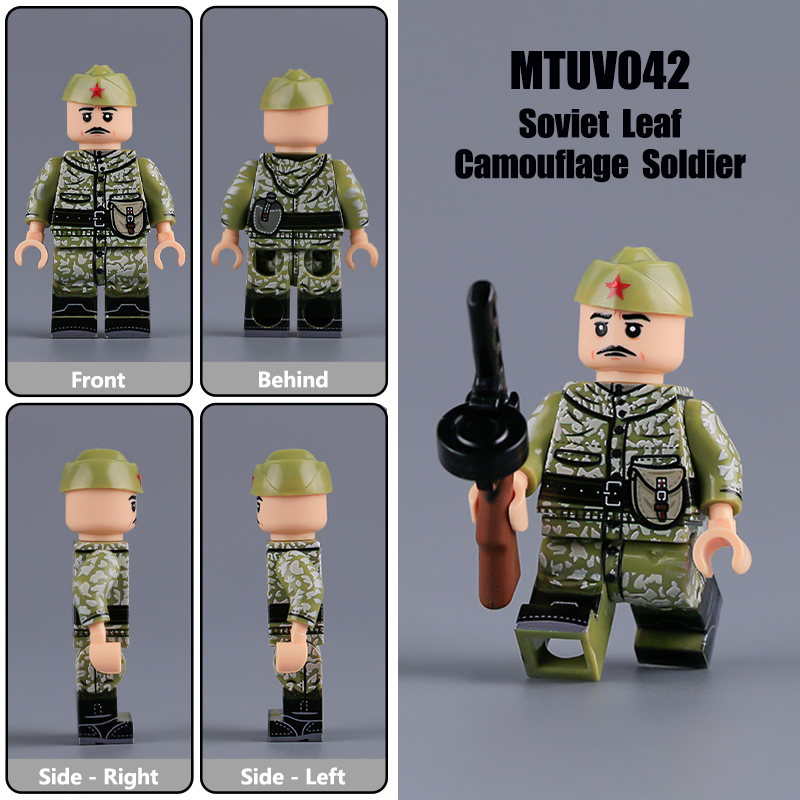 WW1 Military Amoeba Pattern Red Army Minifigs Building Blocks War Army Soviet Union Soldiers Weapon Gun Toys Boys Gifts