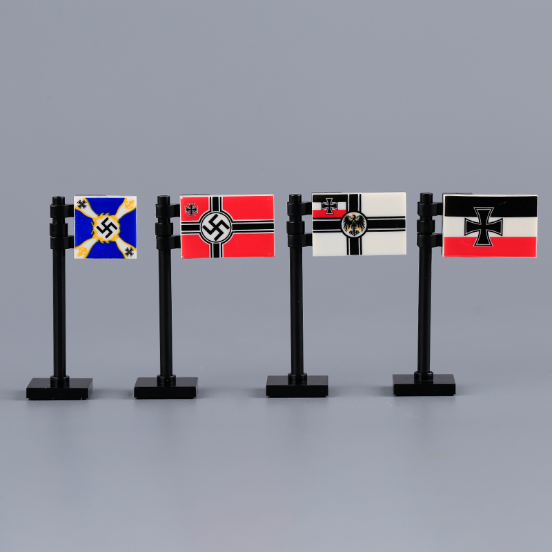 24PCS MOC Medieval National Flag Building Blocks American Kingdom British Gadsden Accessories DIY Bricks Toys Children Gift