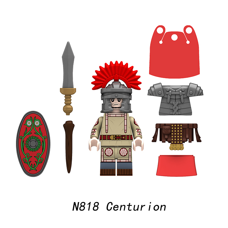 N819-821 Medieval Series Ancient Roman Heavy Infantry Minifigs Building Blocks Centurion Tesserarius Weapon Sword Shield Toys Boys